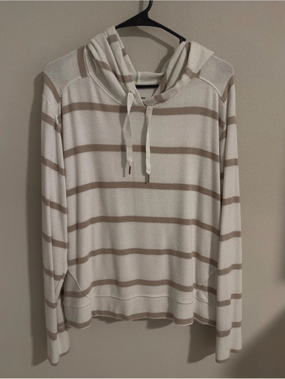 Sonoma Cream and Beige Striped Hooded Pullover